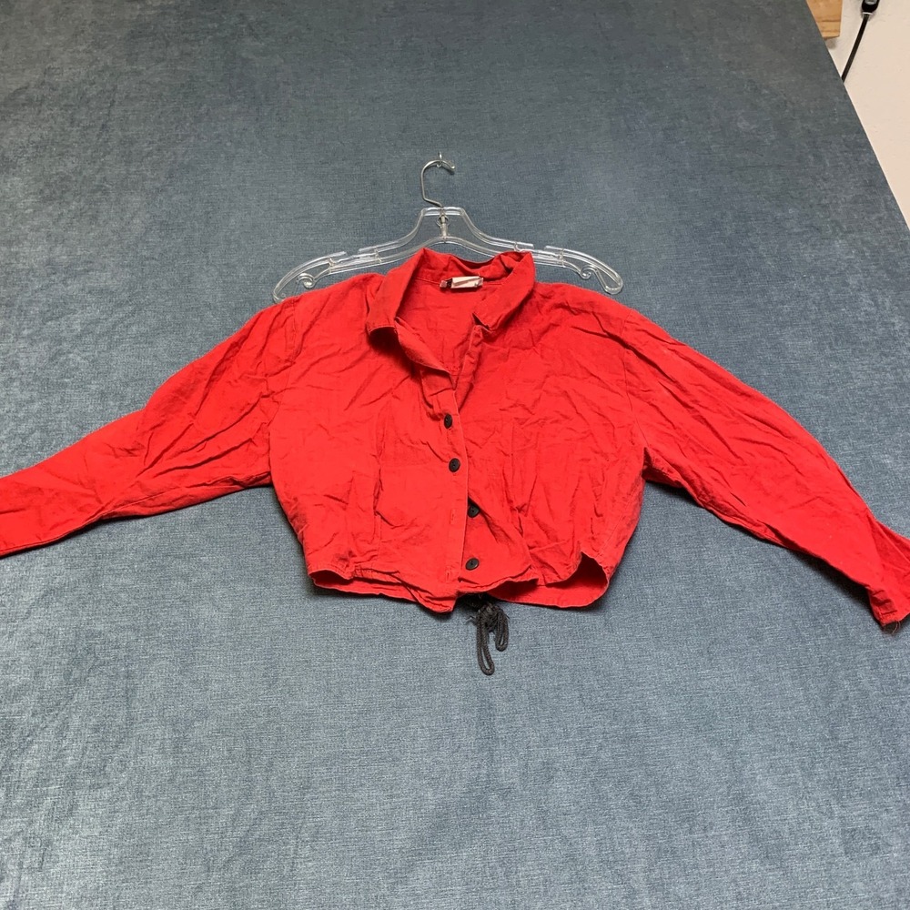 Sitting Pretty Of California Shirt Top Womens M Red Long Sleeve Button Front